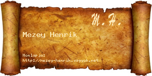 Mezey Henrik névjegykártya